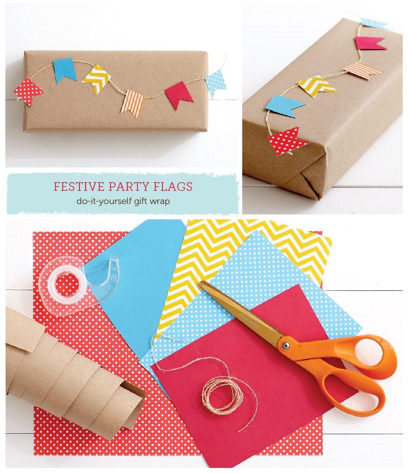 Festive Party Flags DIY Gift Wrap Idea
