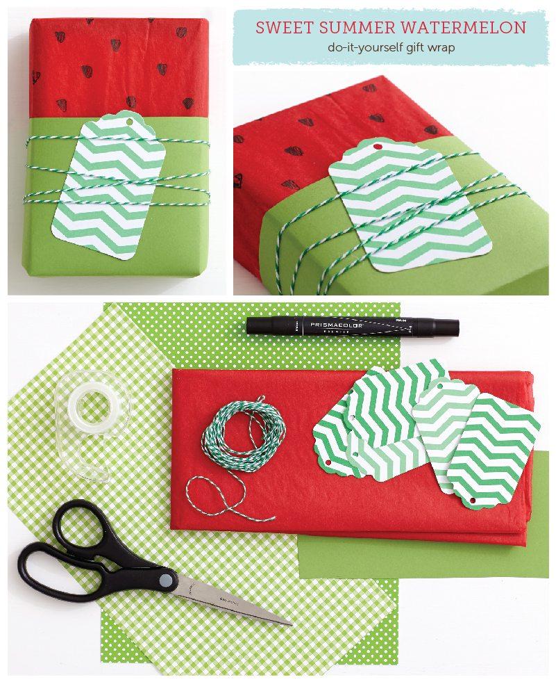 Sweet Summer Watermelon DIY Gift Wrap Idea