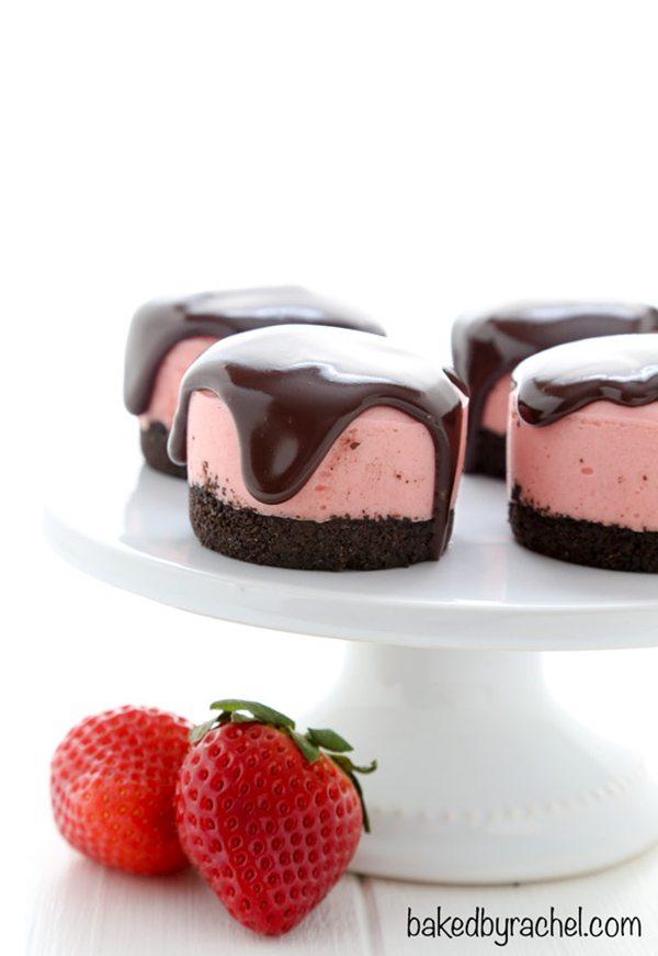 No Bake Strawberry Cheesecake with Chocolate Ganache   Baked By Rachel