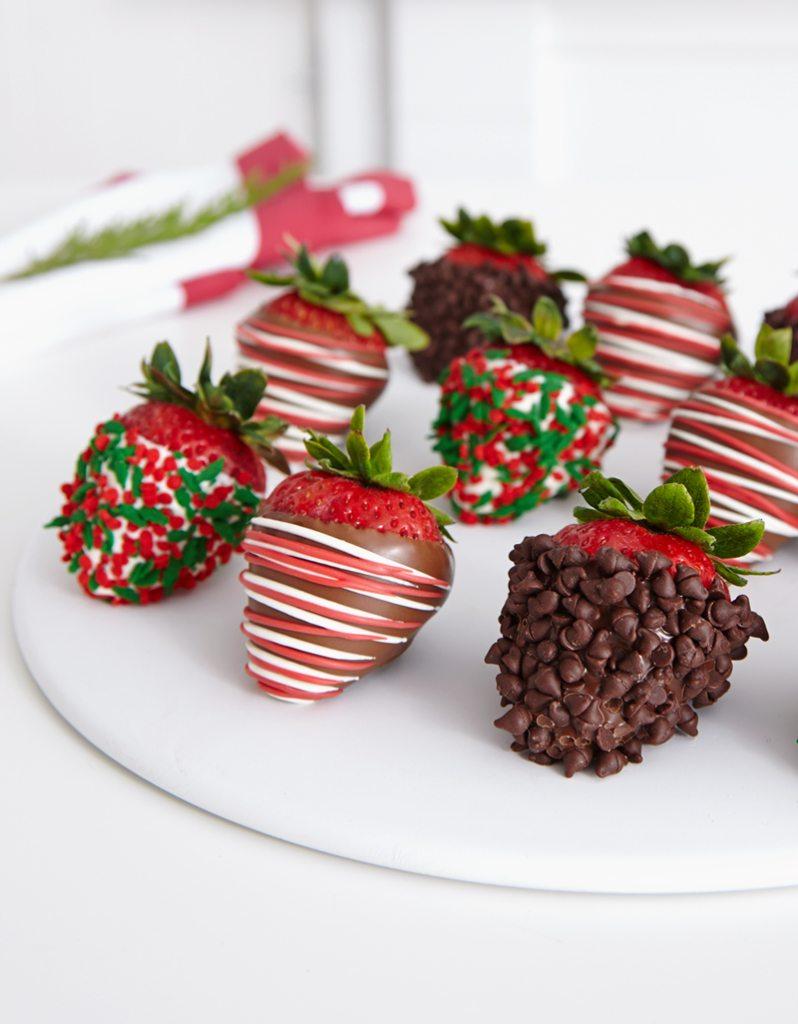 secret santa gift of holiday chocolate covered strawberries