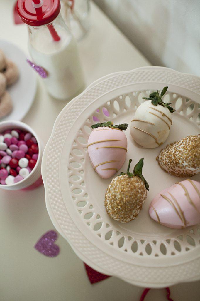 champagne dipped strawberries and candies