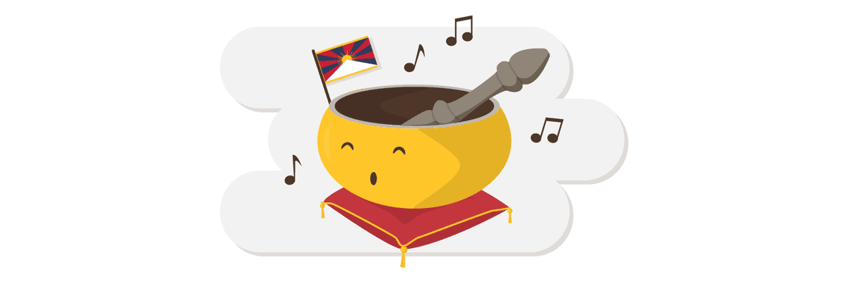 Tibet singing bowl with flag
