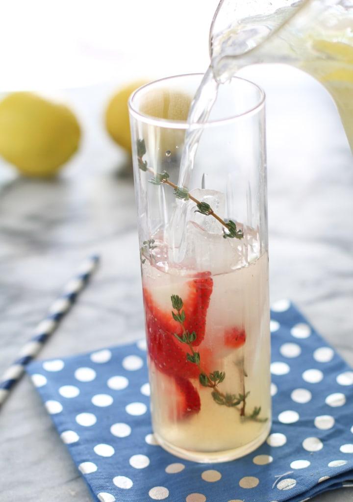 Lemonade with strawberry and thyme