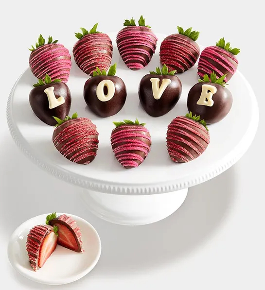 Plate of chocolate covered strawberries