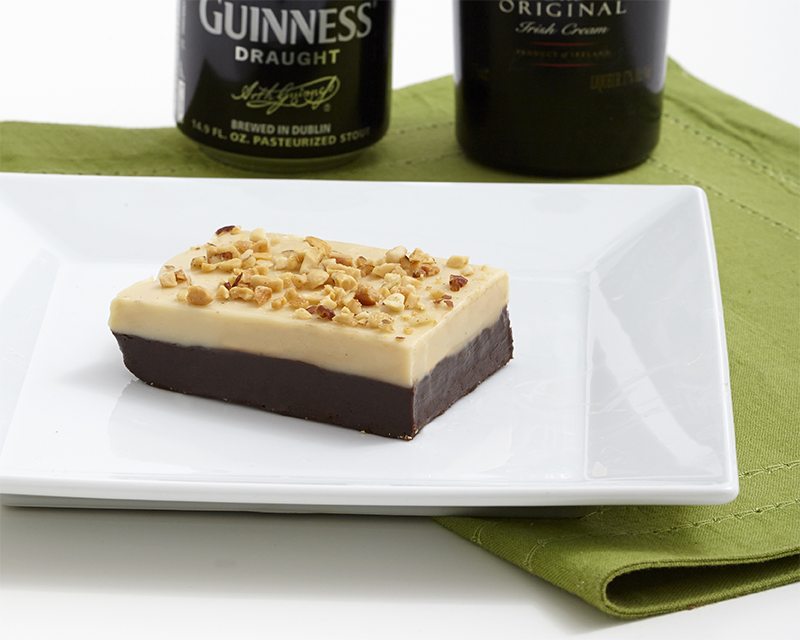 St. Patrick's Day: Boozy Two Layer No Bake Fudge