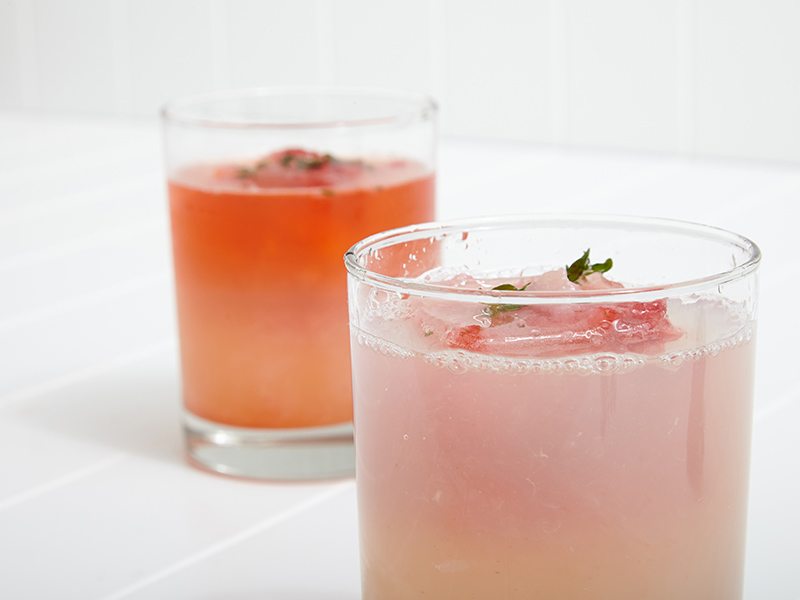 Muddled Strawberry and Thyme Ice Cubes