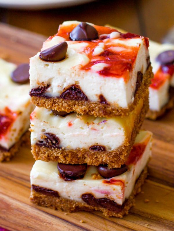 Strawberry Swirl Chocolate Chip Cheesecake Bars Sally's Baking Addiction