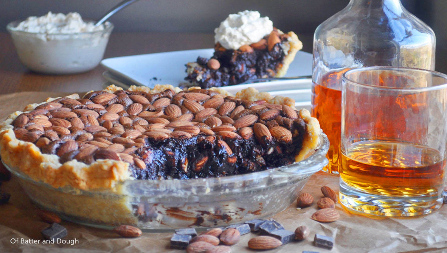 sb  thanksgiving chocolate pie w almonds and bourbon