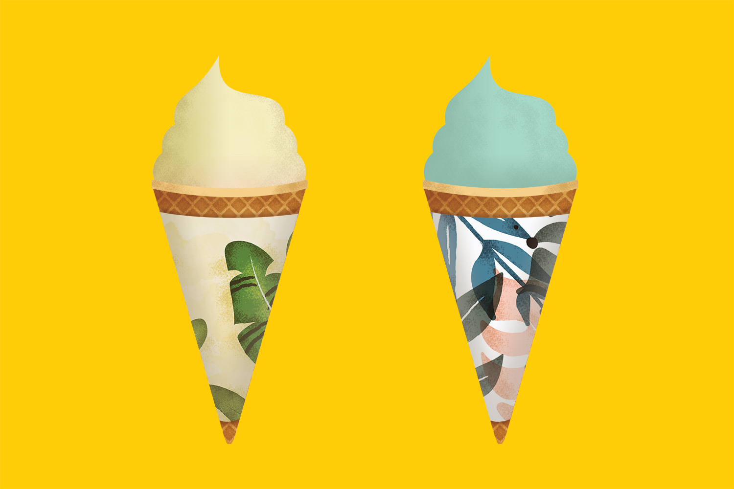 tropical ice cream cone wrappers