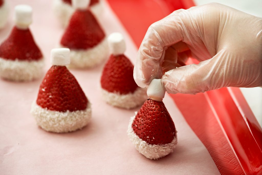 santa hat strawberries